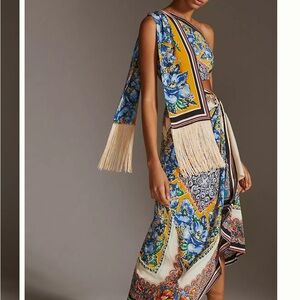 One-Shoulder Silk Midi Dress size 00
